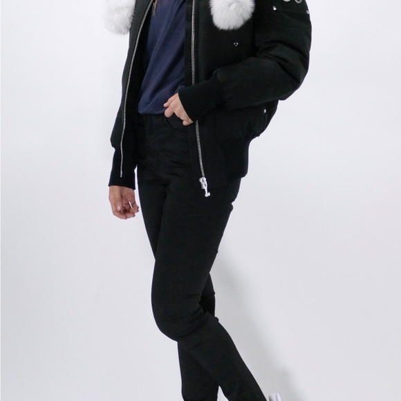 WOMENS DOWN BOMBER DEBBIE - BLACK/NATURAL - Picture 2 of 5